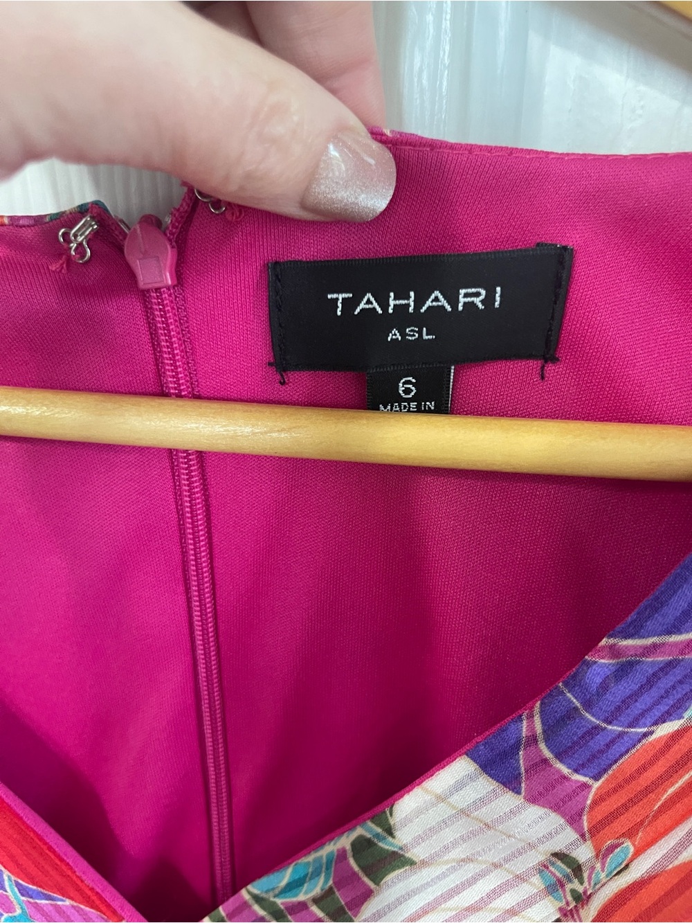 Tahari ASL Size 6 Tiered Tropical Dress Hot Pink Fuchsia Resortwear NWT - Picture 4 of 10